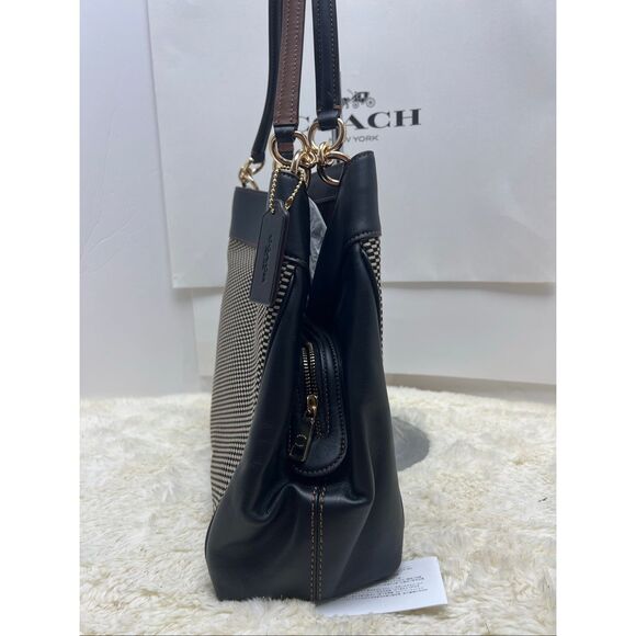 🔥🎁NWT! Coach Lexy Shoulder Bag Legacy Jacquard Milk/Black Msrp:$375.00 - Picture 3 of 7